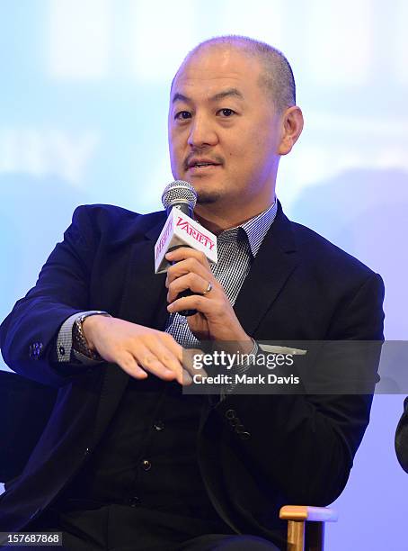 Peter Shiao, CEO, Orb Media Group, William Yuan, Chairman, Affinity Media Capital/Fortress Hill speaks onstage during the China And The Emerging...