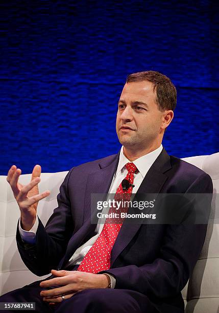 Ted Seides, president and co-chief investment officer at Protege Partners LLC, speaks during the Bloomberg Hedge Funds Summit in New York, U.S., on...