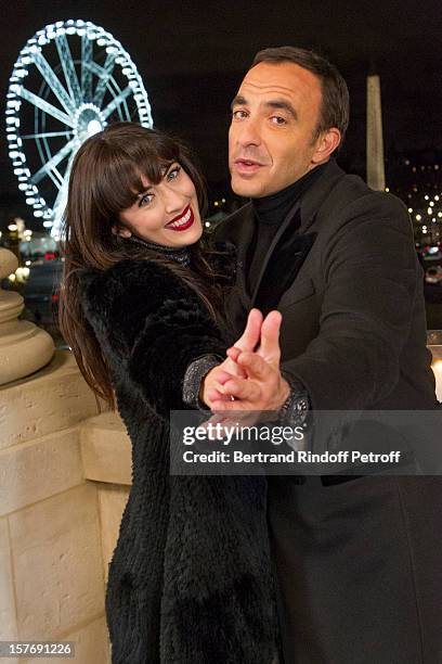 Singer Nolwenn Leroy and television show host Nikos Aliagas attend the shooting of the year end program "Toute la musique qu'on aime !" set to be...