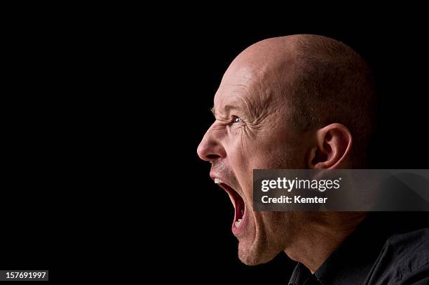 screaming 男性 - angry bald screaming man ストックフォトと画像