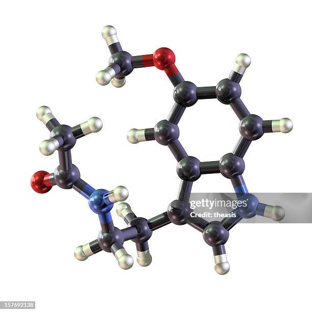 molecule of melatonin - melatonin stock pictures, royalty-free photos & images