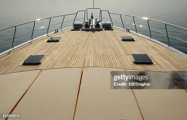 boat deck - luxury yachts stockfoto's en -beelden