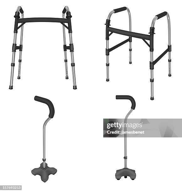 walker and quad cane (3d) - looprek stockfoto's en -beelden