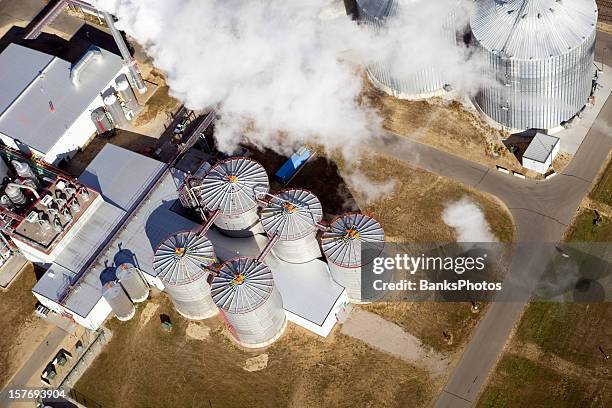 ethanol biorefinery fall aerial view - biodiesel stock pictures, royalty-free photos & images