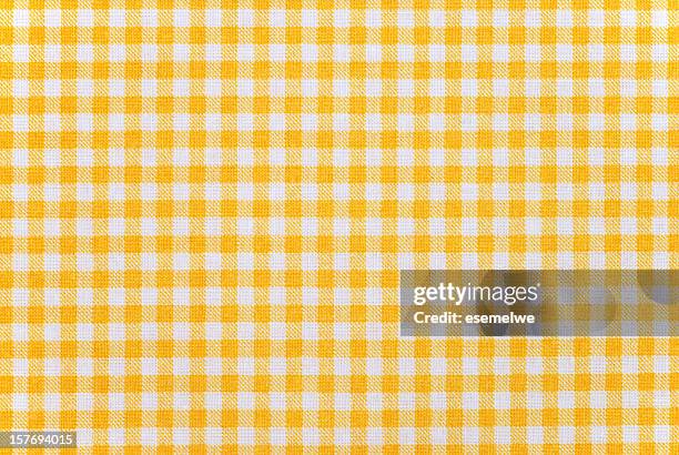 tissu à motif vichy - texture jaune photos et images de collection