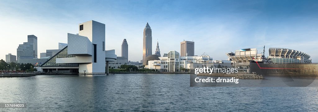 Cleveland's North Coast Waterfront with Stadium and Museums Panorama