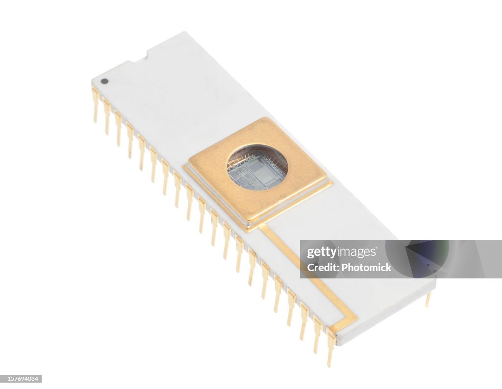 Integrated circuit with the microprocessor visible