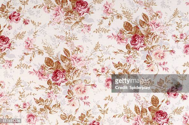 旧世界のローズアンティークの花柄ファブリック - 花柄 布 ストックフォトと画像