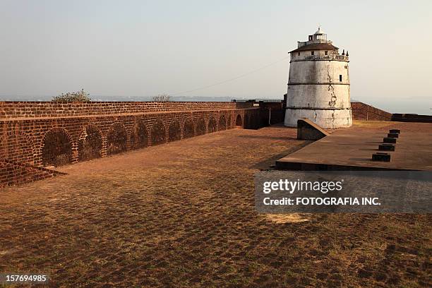 view from aguada fort - goa fort stock pictures, royalty-free photos & images