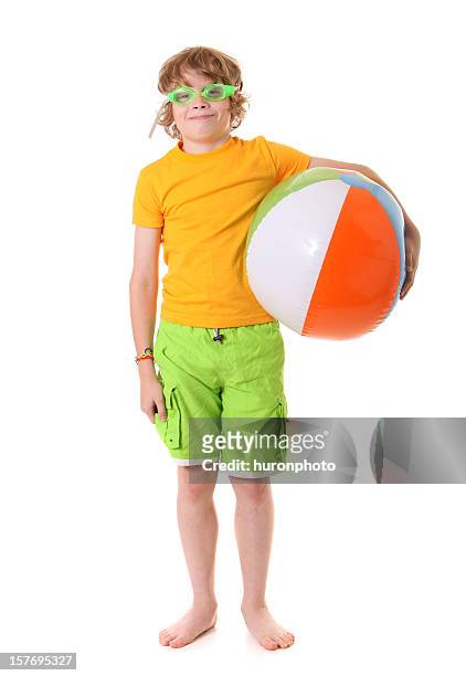 summertime boy - snorkel white background stock pictures, royalty-free photos & images