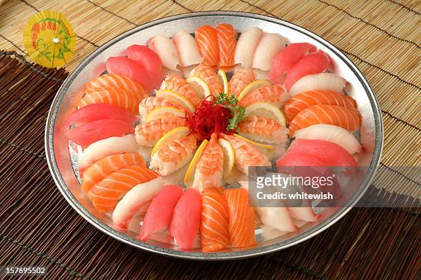 sushi tray - sashimi stock pictures, royalty-free photos & images