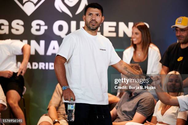 Kun Aguero during Kings League and Queen League Press Conferece a day before the Finals at Civitas Metropolitano Stadium on July 28, 2023 in Madrid,...