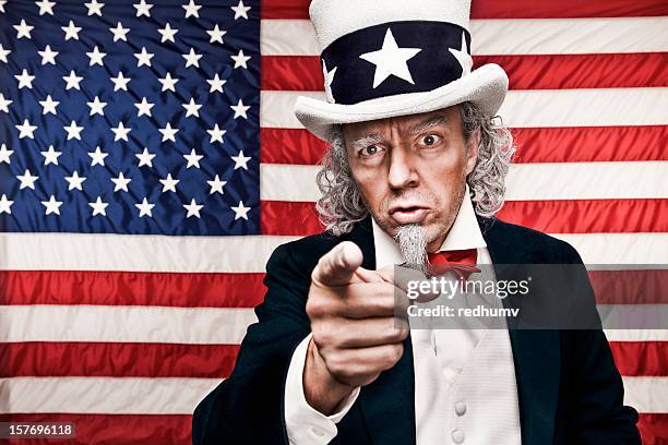 american flag with uncle sam pointing at you - lust stockfoto's en -beelden