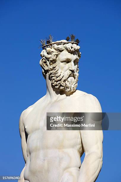 fountain of neptune in florence - statue stock pictures, royalty-free photos & images