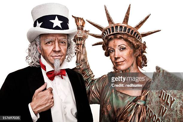 uncle sam and lady liberty - uncle sam i want you stock pictures, royalty-free photos & images