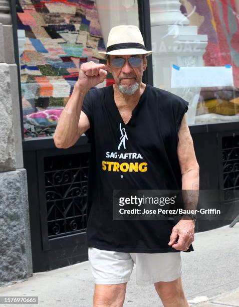 Murray Abraham is seen picketing with SAG-AFTRA and WGA members on August 04, 2023 in New York, New York.