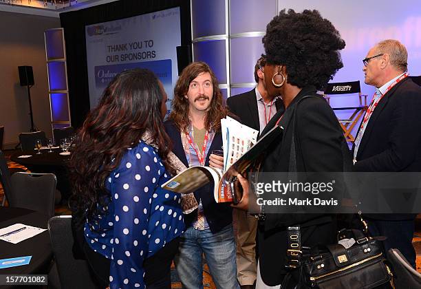 Guests attend a networking reception during the Future Of Film Summit: Finding Success In The Digital Age Produced By Variety And Digital Media Wire...