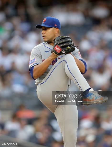 Jose Quintana of the New York Mets in action against the New York Yankees at Yankee Stadium on July 26, 2023 in Bronx borough of New York City. The...