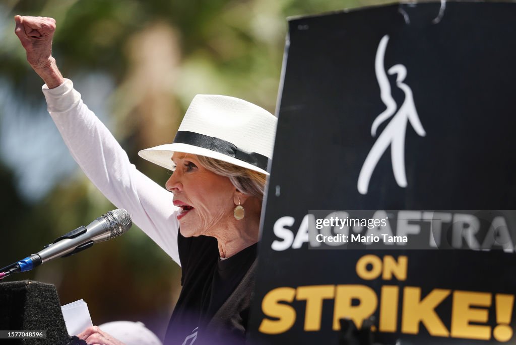 Starbucks Workers Join Striking Writers Guild And SAG-AFTRA Picketers