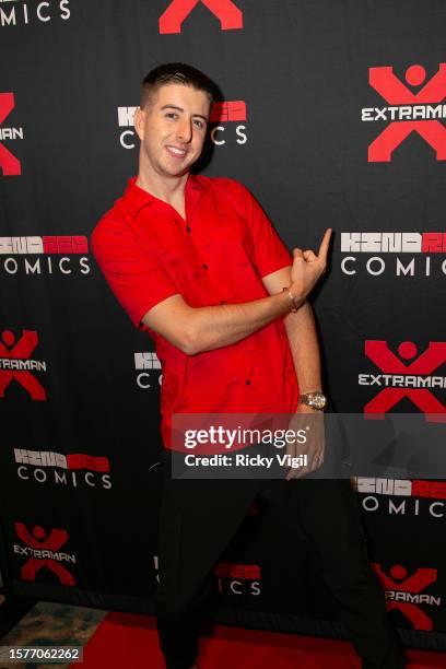 Ashley "Twist" Glazebrook seen attending the multimedia launch party of Extraman at Aures London on July 28, 2023 in London, England.