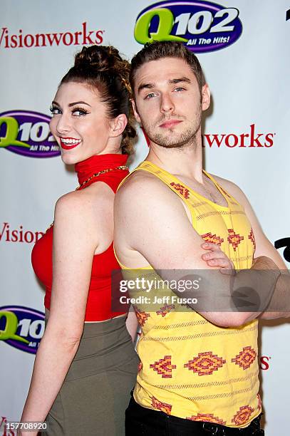 Amy Heidemann and Nick Noonan of Karmin attend Q102's Jingle Ball 2012 presented by XFINITY at the Wells Fargo Center on December 5, 2012 in...