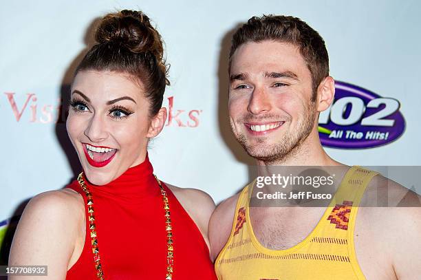 Amy Heidemann and Nick Noonan of Karmin attend Q102's Jingle Ball 2012 presented by XFINITY at the Wells Fargo Center on December 5, 2012 in...