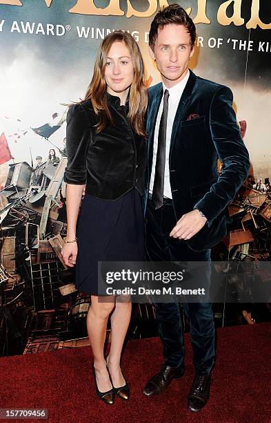 Eddie Redmayne and Hannah Bagshawe attend an after party following the World Premiere of 'Les Miserables' at The Roundhouse on December 5, 2012 in...