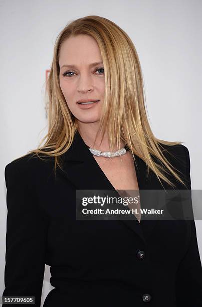 Actress Uma Thurman attends Film District And Chrysler With The Cinema Society Premiere Of "Playing For Keeps" at AMC Lincoln Square Theater on...