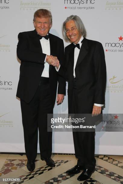Donald Trump and ESE President Elio D'Anna attend European School Of Economics Foundation Vision And Reality Awards on December 5, 2012 in New York...