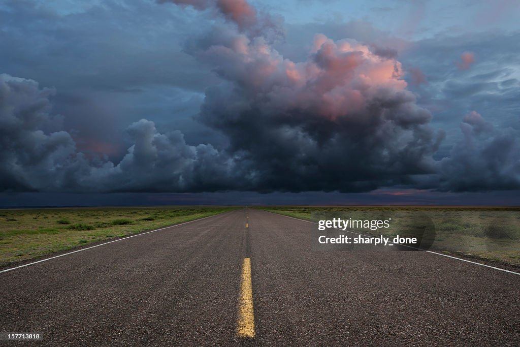 XXL desert road thunderstorm