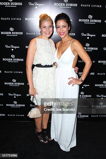 Lea La Marca and Violet Camacho attend the Haute Living and Roger Dubuis dinner hosted By Daphne Guinness at Azur on December 5, 2012 in Miami Beach,...