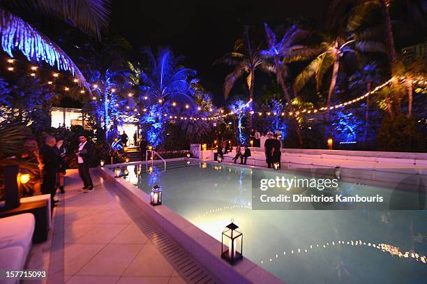 General view of atmosphere at a dinner and auction hosted by CHANEL to benefit The Henry Street Settlement at Soho Beach House on December 5, 2012 in...