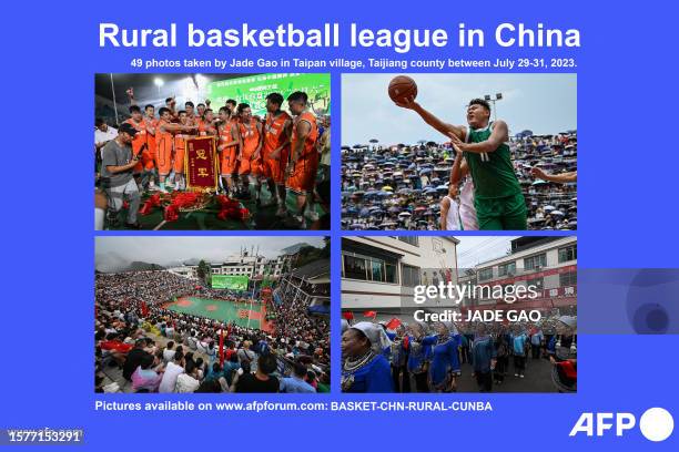 Presents a photo essay of 49 pictures by photographer Jade Gao taken between July 29 to early July 31, 2023 of the grassroots basketball competition...