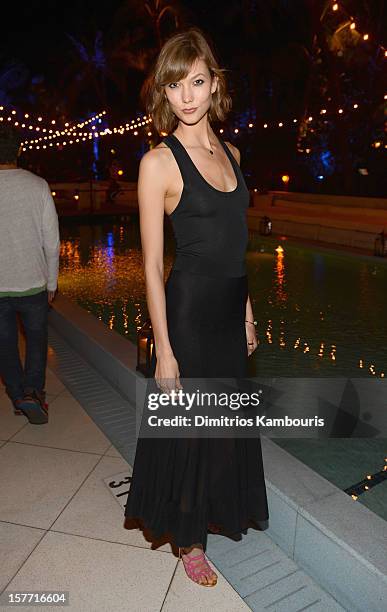 Model Karlie Kloss attends a dinner and auction hosted by CHANEL to benefit The Henry Street Settlement at Soho Beach House on December 5, 2012 in...