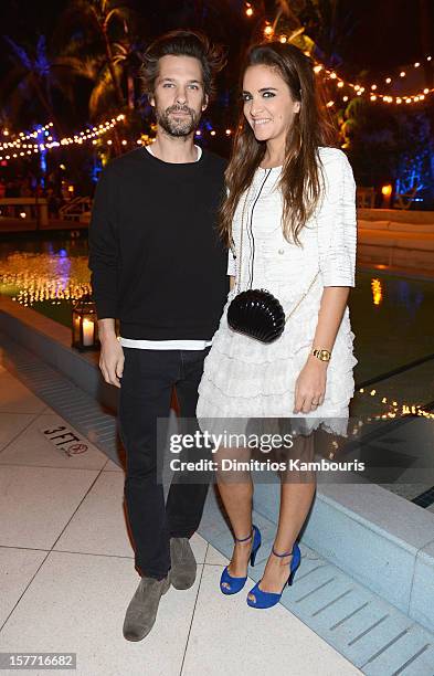 Aaron Young and Laure Heriard attend a dinner and auction hosted by CHANEL to benefit the Henry Street Settlement at Soho Beach House on December 5,...