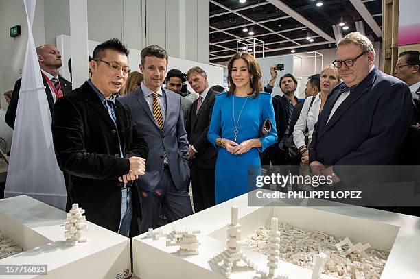 Denmark's Crown Princess Mary and Crown Prince Frederik visit the Business of Design Week exhibition in Hong Kong December 6, 2012. The Danish Royal...