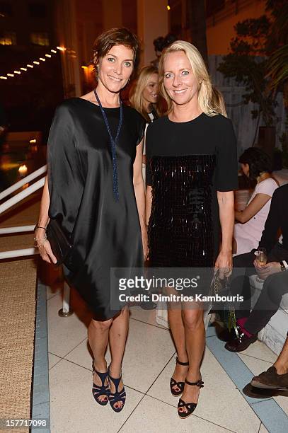 Carey Lowell and Linda Wells attend a dinner and auction hosted by CHANEL to benefit the Henry Street Settlement at Soho Beach House on December 5,...