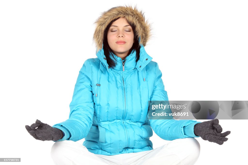 Yoga in snow