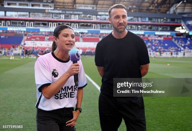 Former Brighton & Hove Albion player Glenn Murray is interviewed prior to the Premier League Summer Series match between Brighton & Hove Albion and...