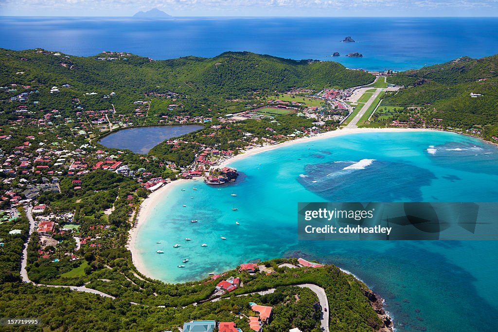 Veduta aerea di St.Jean Bay, St. Barths, FWI