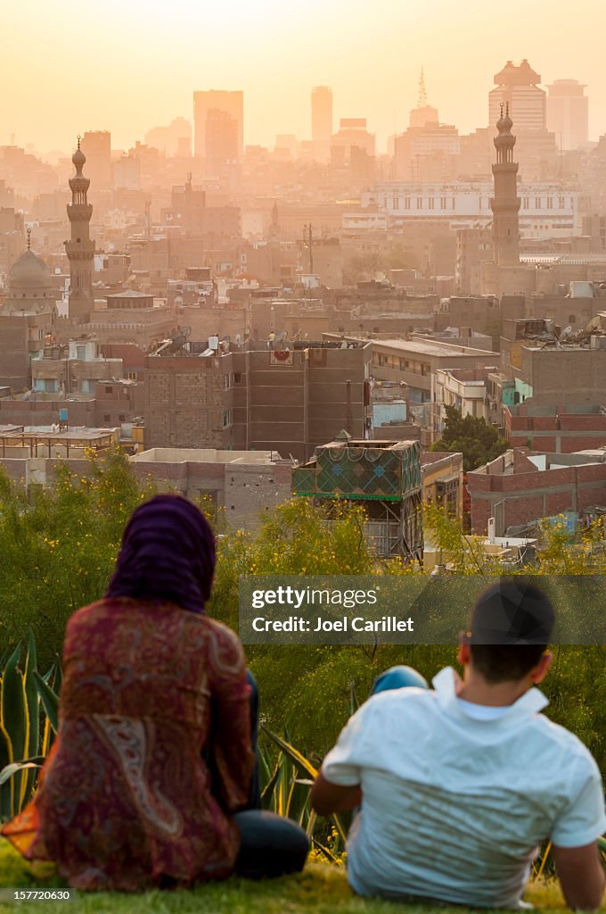 Egyptian couple at Al Azhar Park in Cairo, Egypt