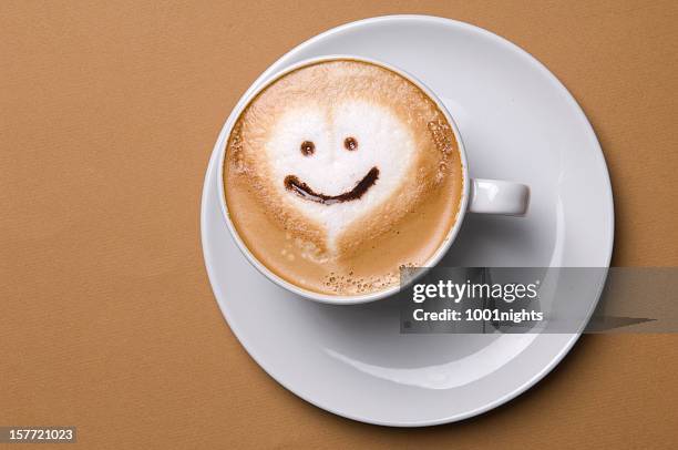 cappuccino - coffee cups top view stock pictures, royalty-free photos & images