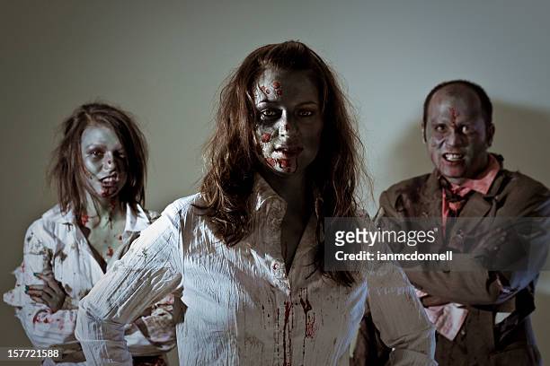 zombie negócios equipa - halloween zombie makeup imagens e fotografias de stock