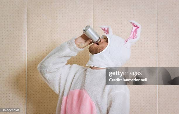 drunk bunny - rabbit costume stock pictures, royalty-free photos & images