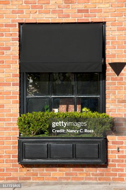 stylish window box and awning, street scene, urban living - window awnings 個照片及圖片檔