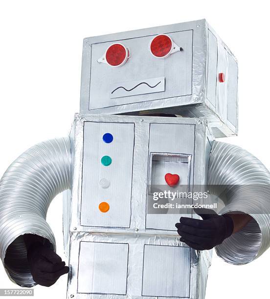 traurig roboter - robot costume stock-fotos und bilder