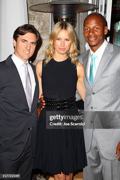 Archie Drury, model Karolina Kurkova and Ray Allen attend the Haute Living and Roger Dubuis dinner hosted by Daphne Guinness at Azur on December 5,...