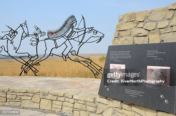 battle of the little bighorn monument - little bighorn battlefield national monument stockfoto's en -beelden