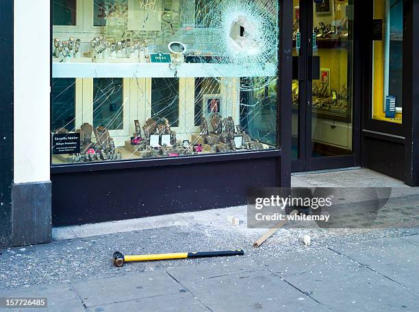 smash and grab - london west end - broken window stock pictures, royalty-free photos & images