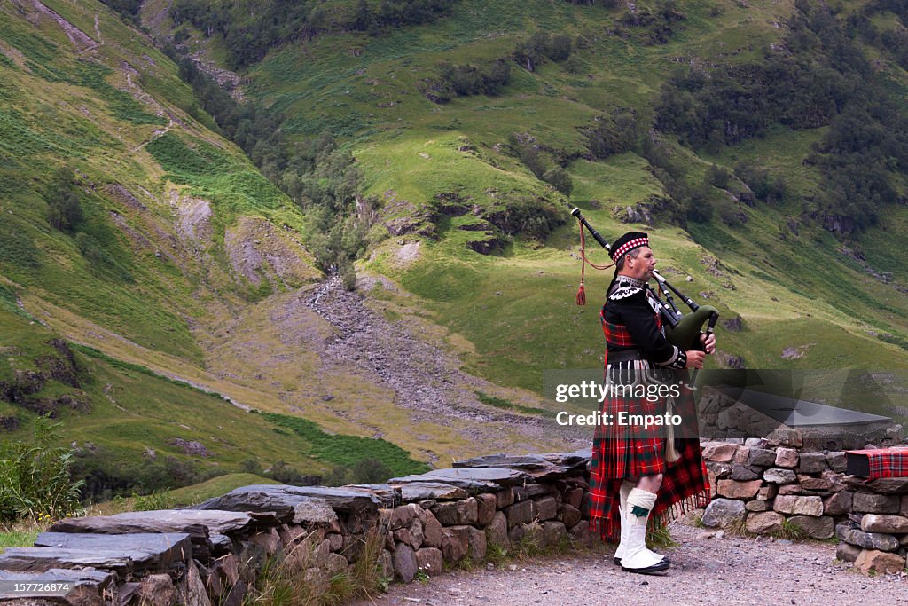 Bagpiper in Glencoe.